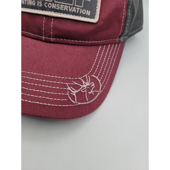 RMEF Trucker Hat Red /Gray Embroidered Adjustible Hunting Is Conservation - Picture 4 of 12
